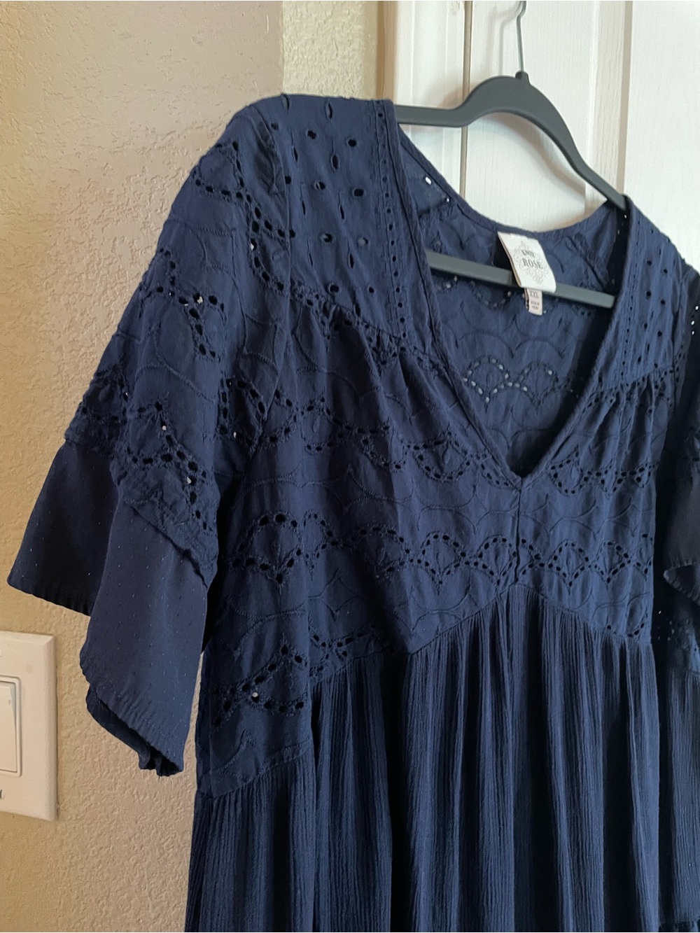 Knox Rose Navy Blue Eyelet Midi Dress